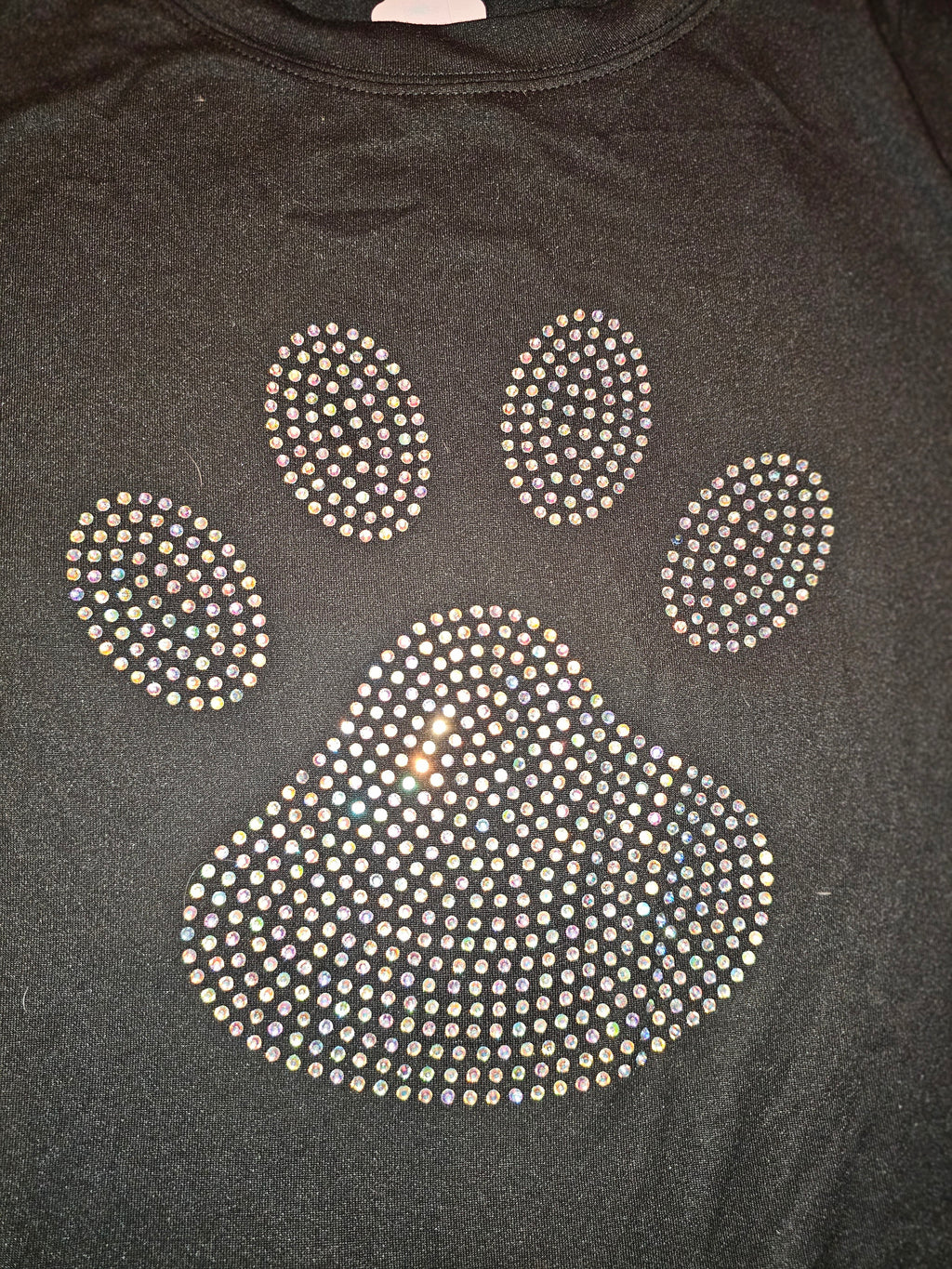 Short sleeve bling paw print t-shirt