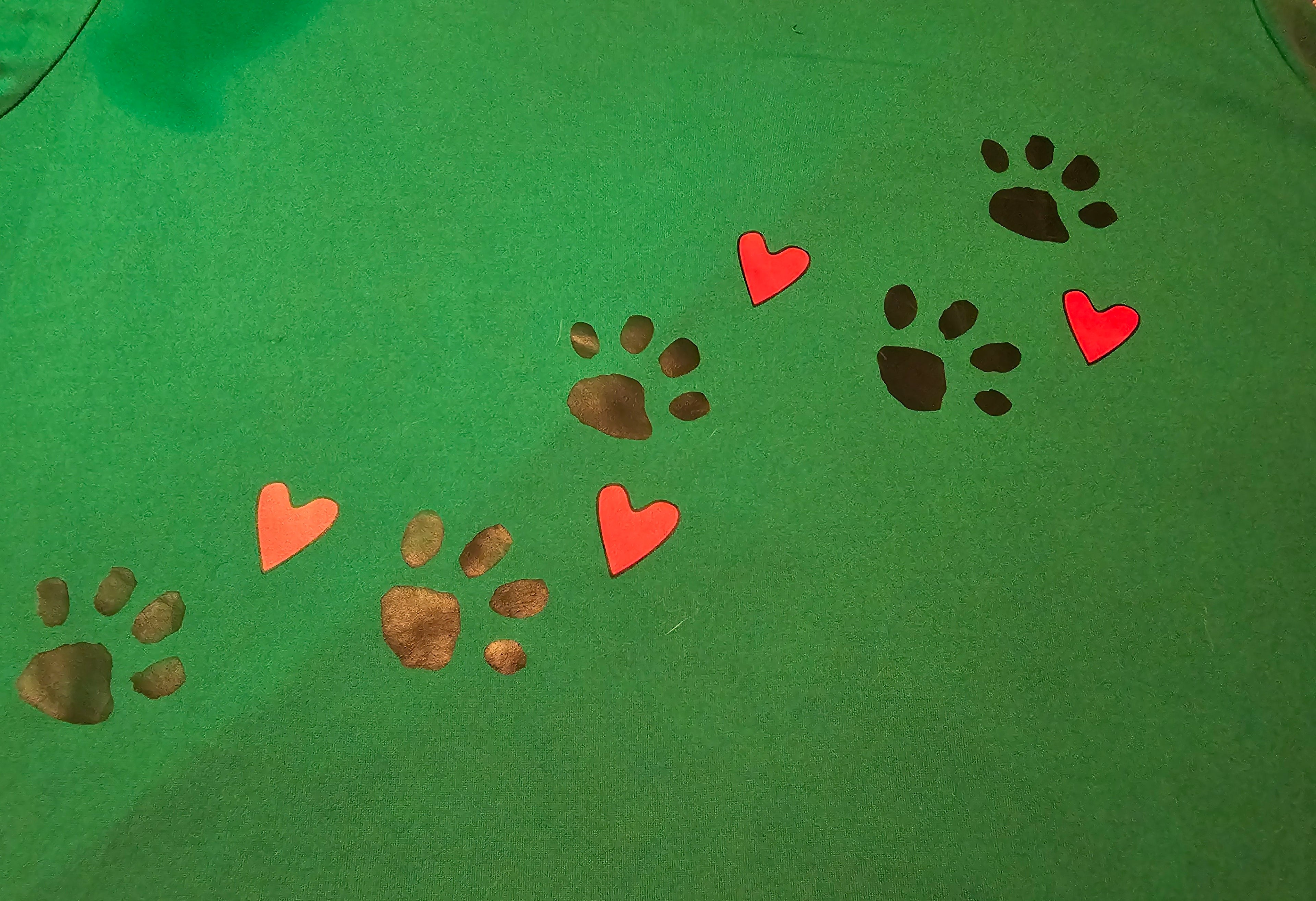 Green paws & hearts t-shirt